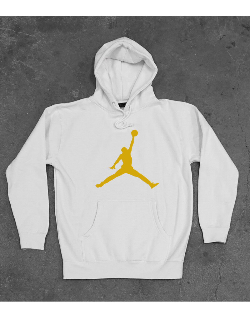 white and gold jordan hoodie