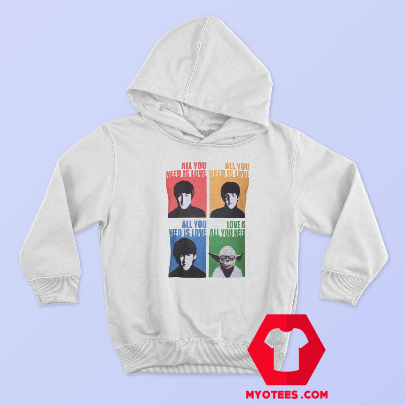 Beatles Yoda Starwars Parody Graphic Hoodie