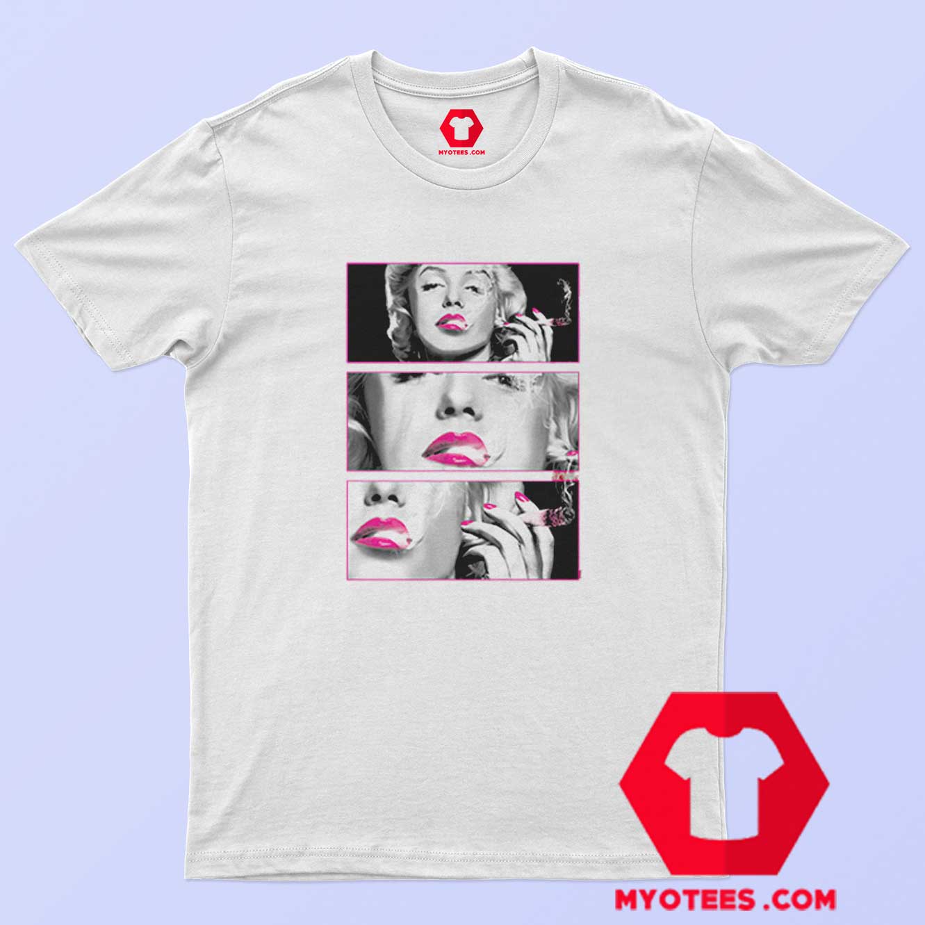 Marilyn Monroe Pink Lips Smoking Marijuana T shirt