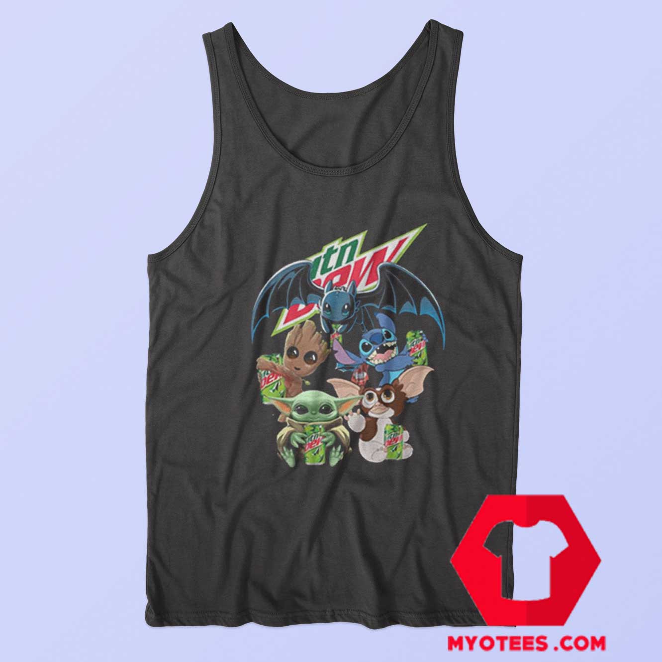 Yoda Baby Groot and Toothless Stitch Gizmo Tank Top