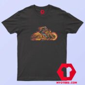 Vintage Biker On Fire Flame Unisex T shirt