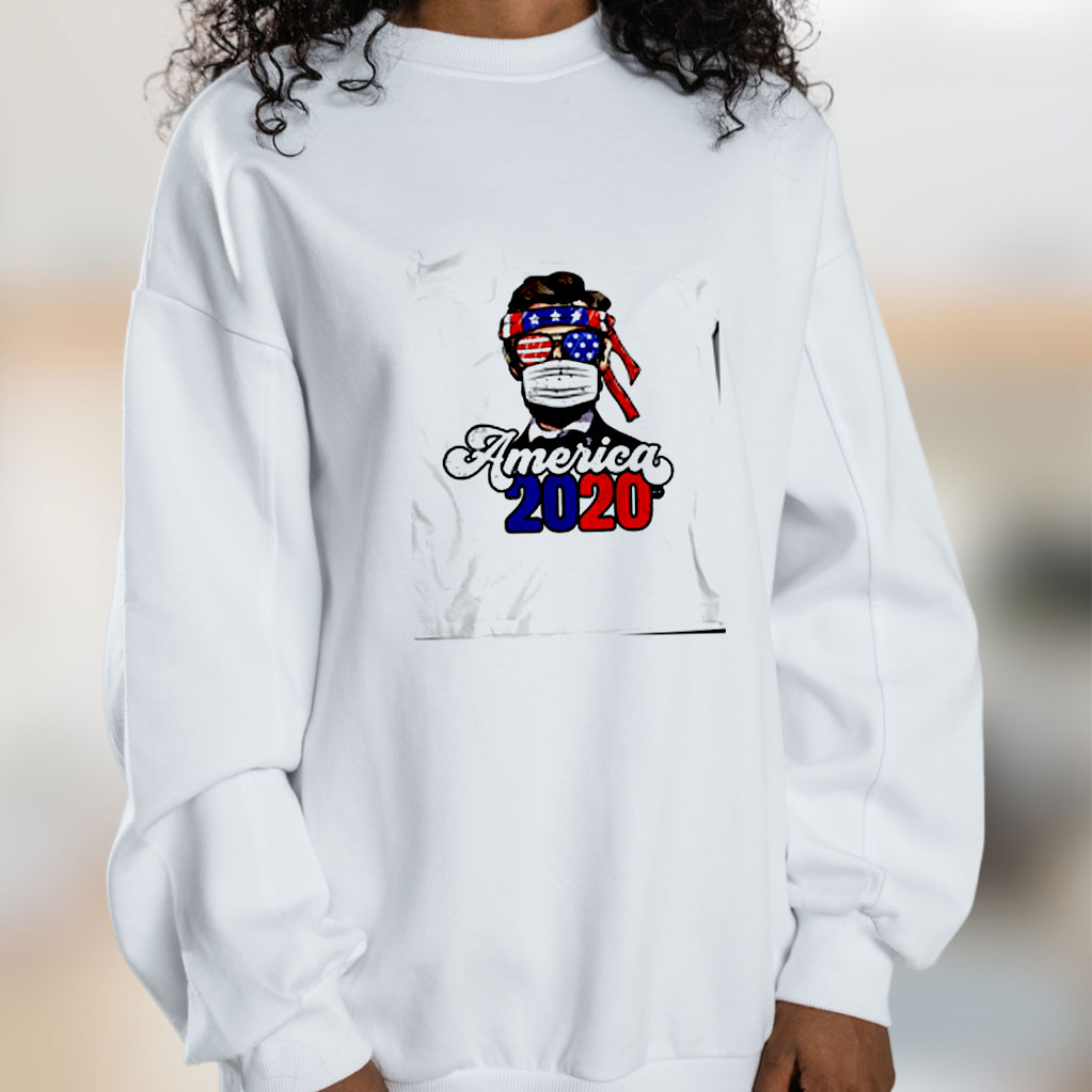 2020 America Usa Abraham Lincoln W Mask Keep Distance Graphic Sweatshirt