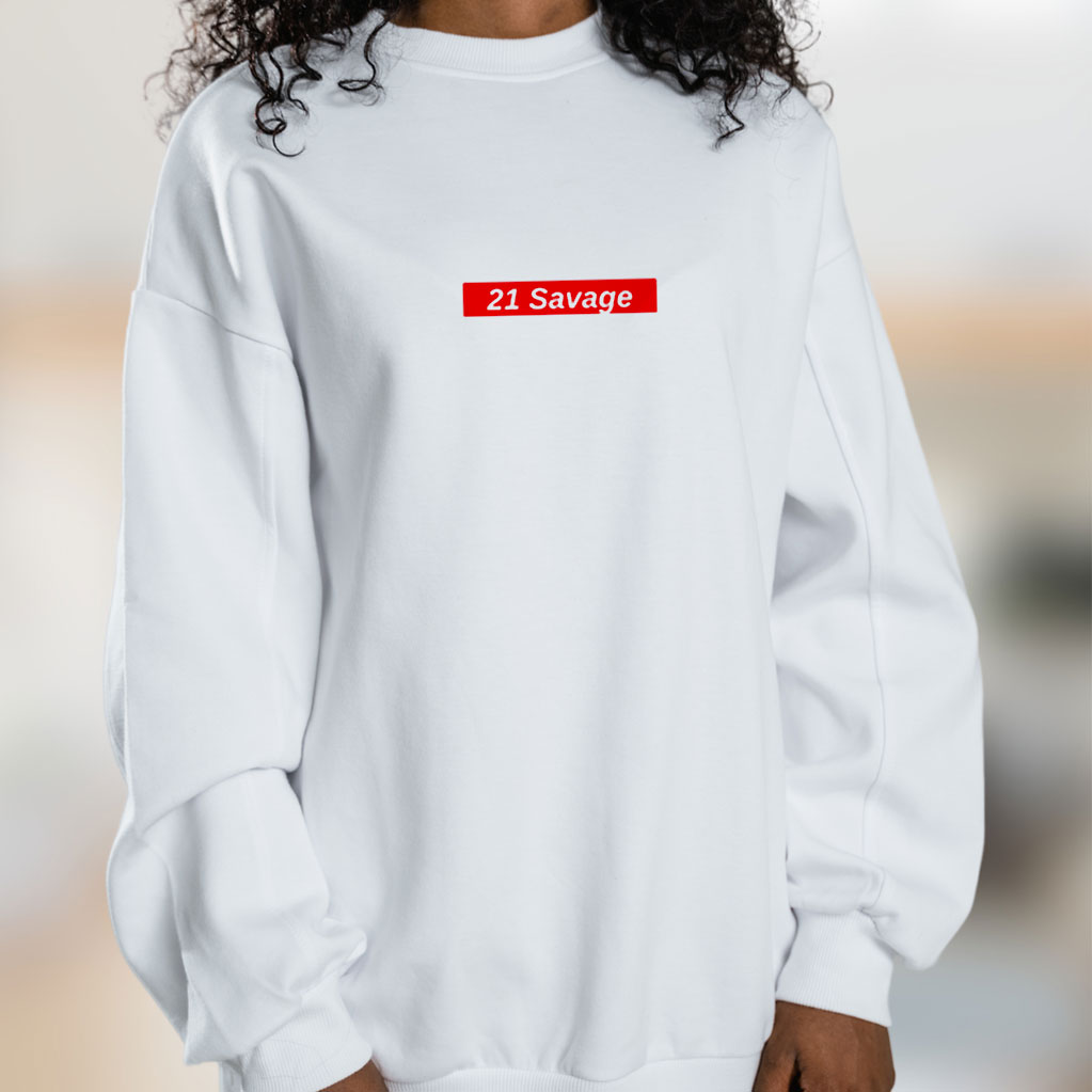 21 Savage Red Box Logo Graphic Sweatshirt