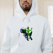 Alien Riding T Rex Graphic Hoodie