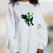 Alien Riding T Rex Graphic Sweatshirt