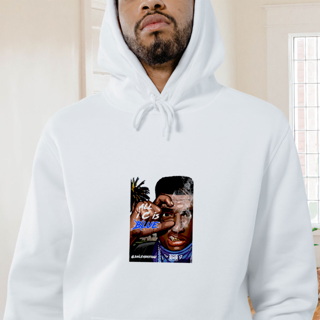 All I C Is Blue Caricature Graphic Hoodie