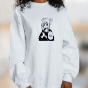 Anime Girl Texting Graphic Sweatshirt