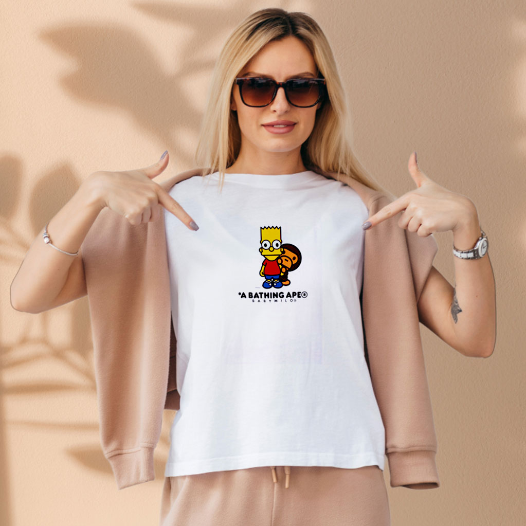 Bape X The Simpsons Baby Milo Behind Aesthetic Graphic Tees