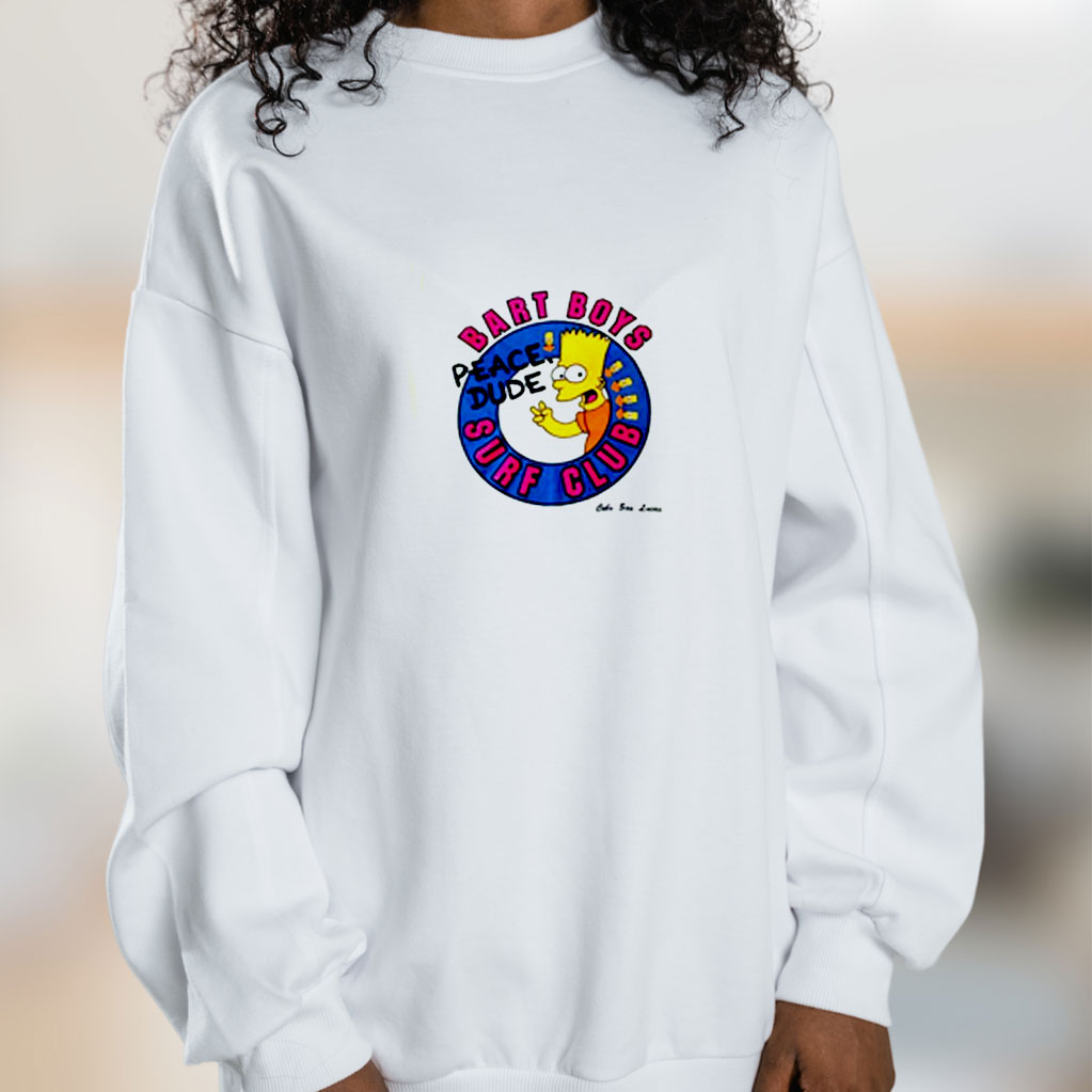 Bart Simpson Cartoon Surf Club Graphic Sweatshirt
