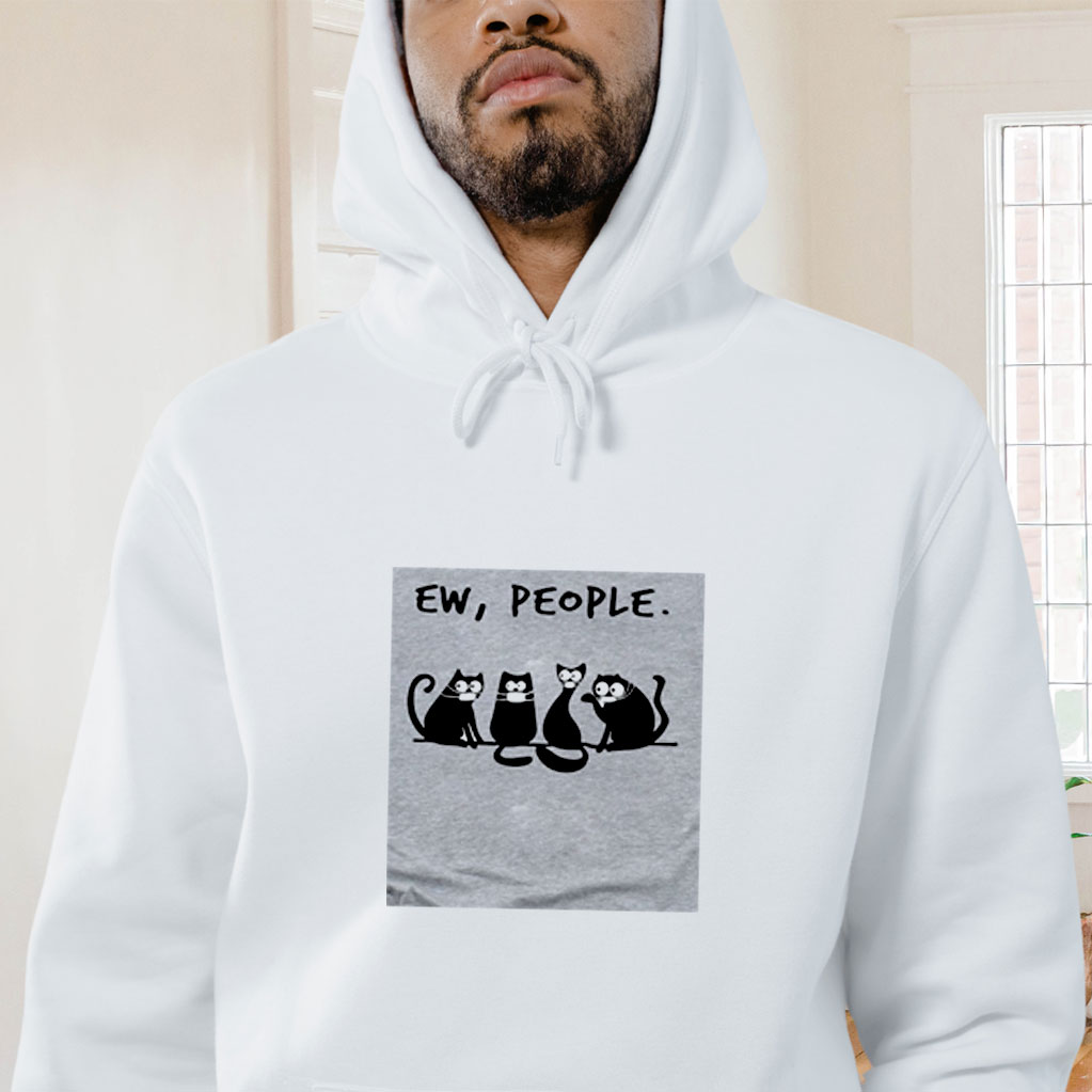 Black Cat Ew People Graphic Hoodie