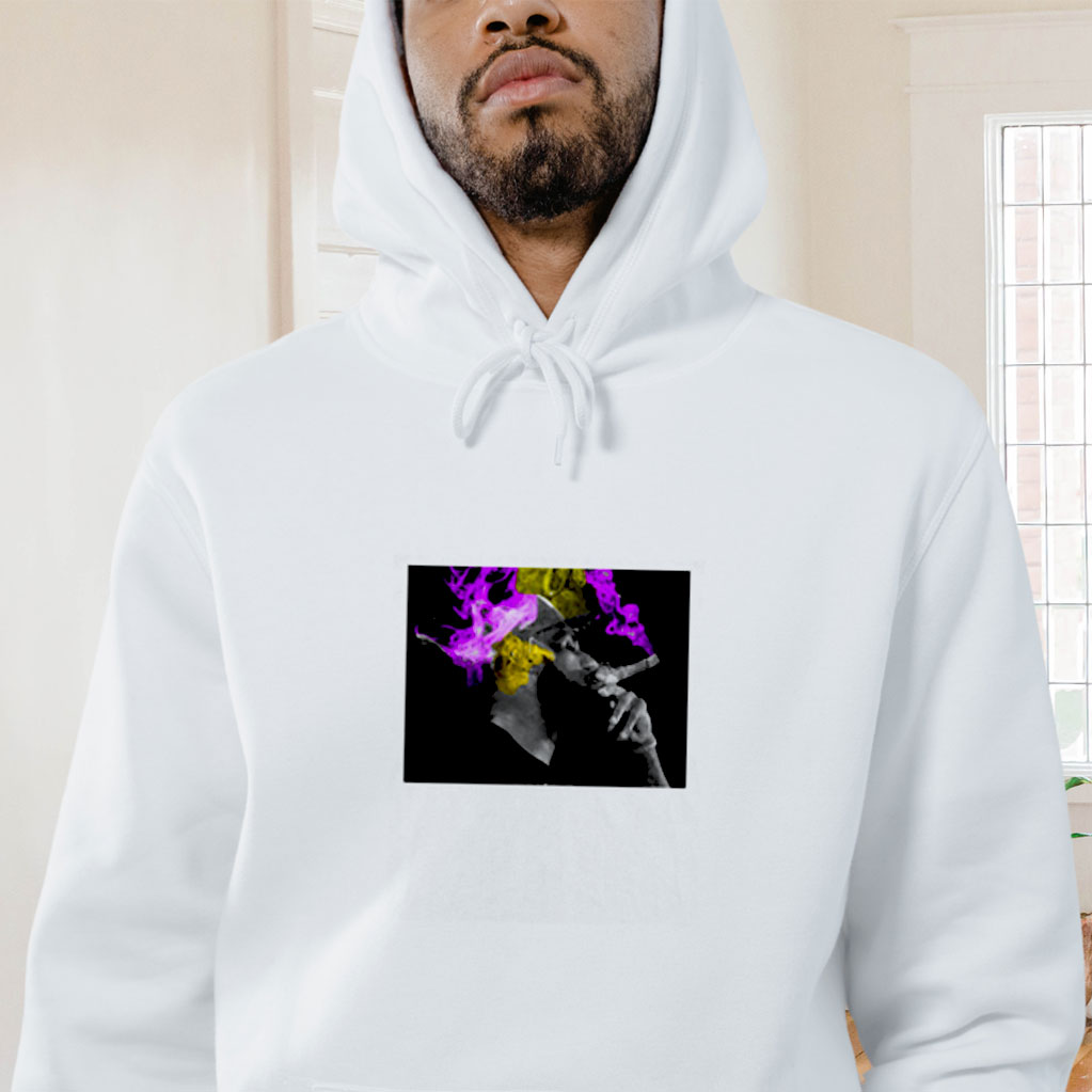 Los Angeles Lakers Championship Lebron James Smoking A Cigar Purple Yellow Smoke Graphic Hoodie