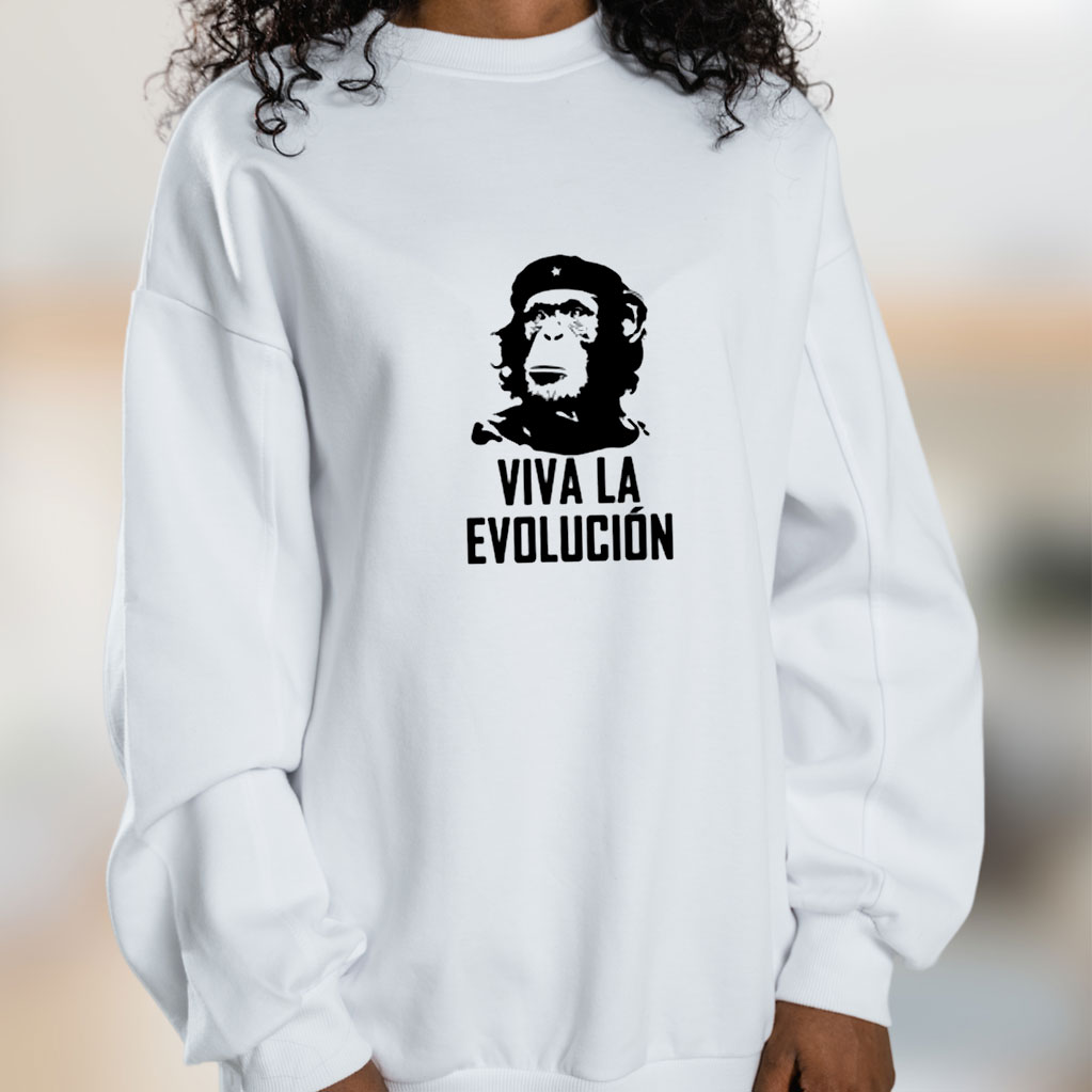 Viva La Evolucion Funny Evolution Che Guevara Monkey Graphic Sweatshirt