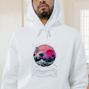 Tsunami Synthwave Vapor Wave Japan Japanese 80s Electronic Graphic Hoodie