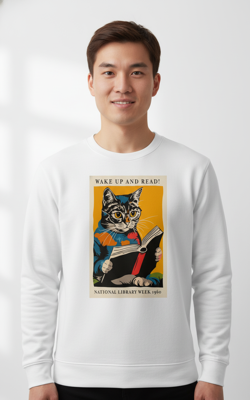 Cat Wake Up and Read Sweatshirt