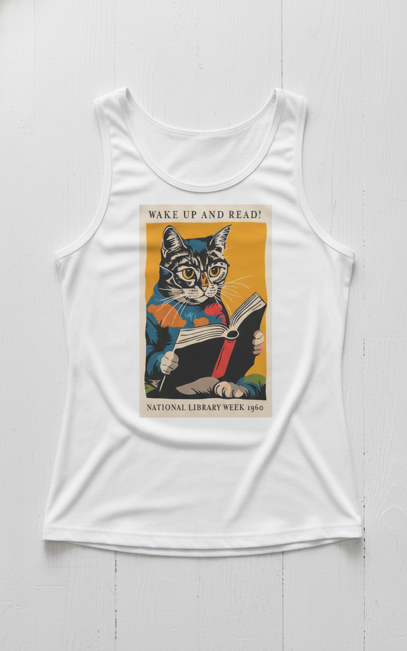 Cat Reading Unisex Tank Top